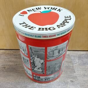 Vintage I Love New York City Landmark Photos 4 Gallon 10"W x 12"H Tin Can